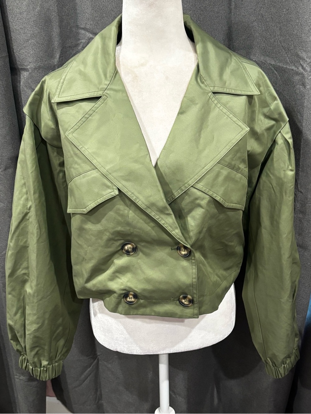 NWOT Free People Women’s Looking Glass Trench Coat in Loden Green Small Utility - Picture 2 of 11